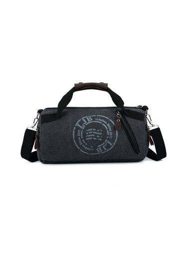 Siyah Erkek Ve Kadın Evrensel El Konşimento Omuz Kanvas Silindirik Eğlence Seyahat Spor Giyim Çantası Crossbody Çanta Siyah