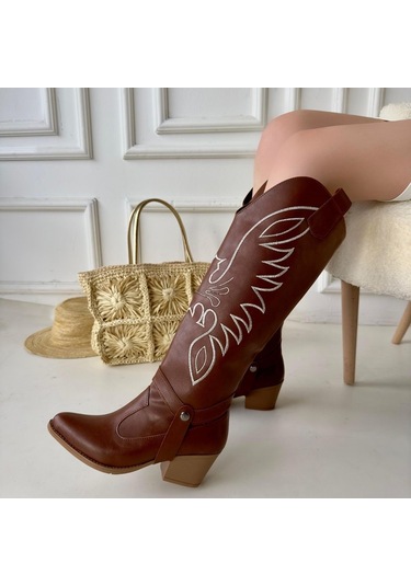 Jilla Taba Cilt Tak Çıkar Topuklu Bot Ve Çizme Taba1 Taba