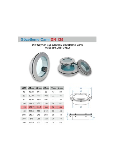 Kaynaklı Gözetleme Camı 125dn
