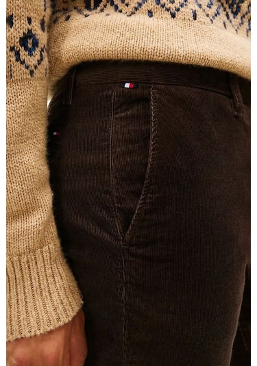 Erkek Denton Düz Paça Kadife Pantolon - Kahverengi Leopard Aop