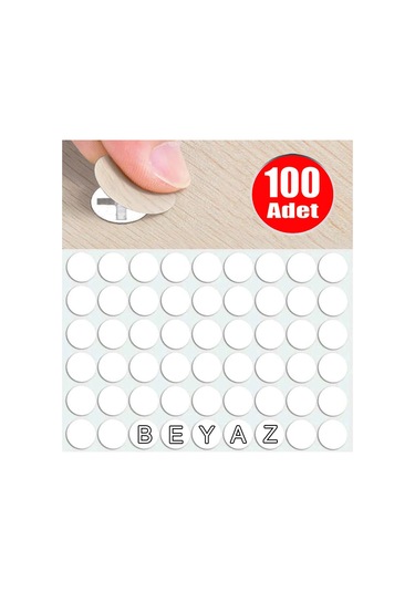 Yapışkanlı Tıpa Mobilya Dolap Vida Gizleme Yapıştırma Kapağı Beyaz-100 Adet