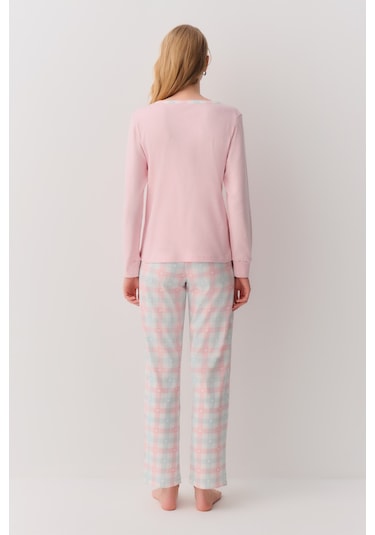 Suwen Cute Pijama Takımı Sh26262660651 Pembe Ekoseli