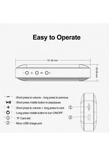 Wezone Aec Bt209 Taşınabilir Bluetooth Hoparlörü - Bluetooth 4.2, Mikrofon, Tf Kart Desteği, 5w Ses Gücü