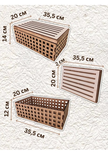 4ome Tahta Kapaklı Ve Sunum Tepsisli Ekmeklik Sepet 275119482 Kahverengi