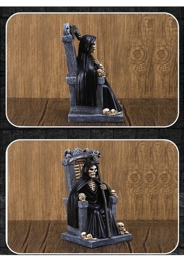 Novahub İskelet Tahtta Oturan Reçine Ölüm Azrail Heykeli, Cadılar Bayramı Dekorasyon, Noel Süsleme, Korku Stil, Heykelcik, Hediyelik 1pcs