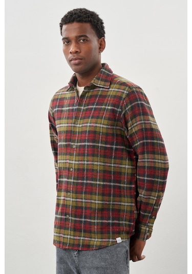 Koyu Yeşil Yünlü Ekose Desen Yumuşak Yaka Cepsiz Uzun Kol Casual Comfort Fit Gömlek 1004245227 Koyu Yeşil Koyu Yeşil Yünlü Ekose Desen Yumuşak Yaka Cepsiz Uzun Kol Casual Comfort Fit Gömlek 1004245227 Koyu Yeşil