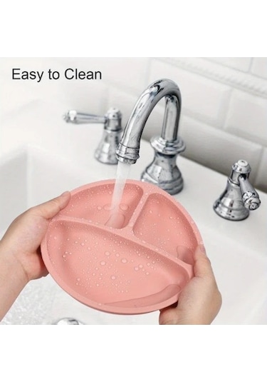 Trendooze Sevimli Mavi Gıda Sınıfı Silikon Emici Eğitici Yemek Tabağı Çocuklar İçin mavi