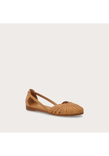 Caramello Sandalet Kadın 03m4 Frau Leather Caged Ballet Flats Wıth Thın Straps Turuncu