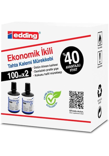 Edding Legamaster Tahta Kalem Mürekkebi 100 ML 2'li Siyah