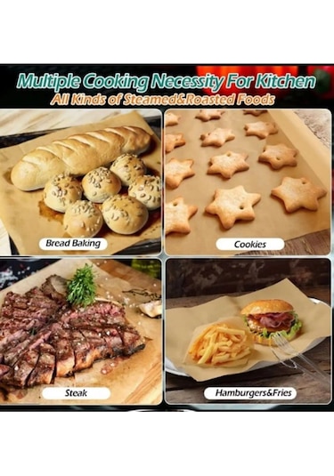 50li Fırınlanabilir Kendinden Yağlı Pişirme Kağıdı 30x40 Tek Kullanımlık Fırın Kağıdı Airfryer Kağıdı