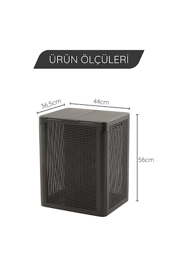 Omnipazar Sy-4632 Smart Duo İki Bölmeli Kirli Çamaşır Sepeti 84 Litre Antrasit 116 Antrasit