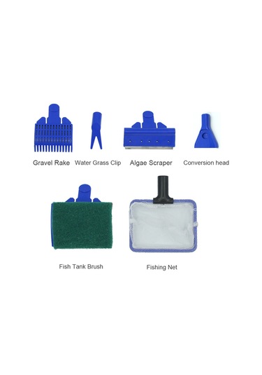 Youmex Akvaryum Temizlik Aleti Seti 5'li: Ağ, Tırpan, Fırça, Alje Tarayıcı Ve Çim Kırpıcı - Plastik Malzeme
