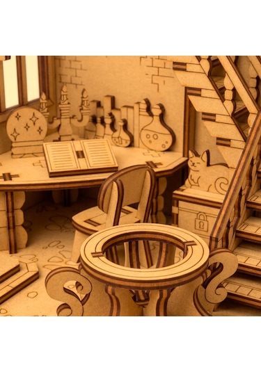 Peri Evi Ahşap Maket Seti Dıy Miniatür Büyülü Peri Evi Peri Led Hediye 3d Puzzle