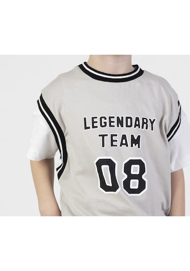 Erkek Çocuk Legendary Baskılı Kısa Kollu Diz Altı Basketball Şortlu Basic Takım 2-5 Yaş 001