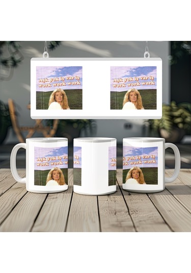 Aşk Yok İş Var Work Work Work Kupa Bardak Komik İş Hayatı Temalı Tasarım - Seda Sayan Replik Beyaz