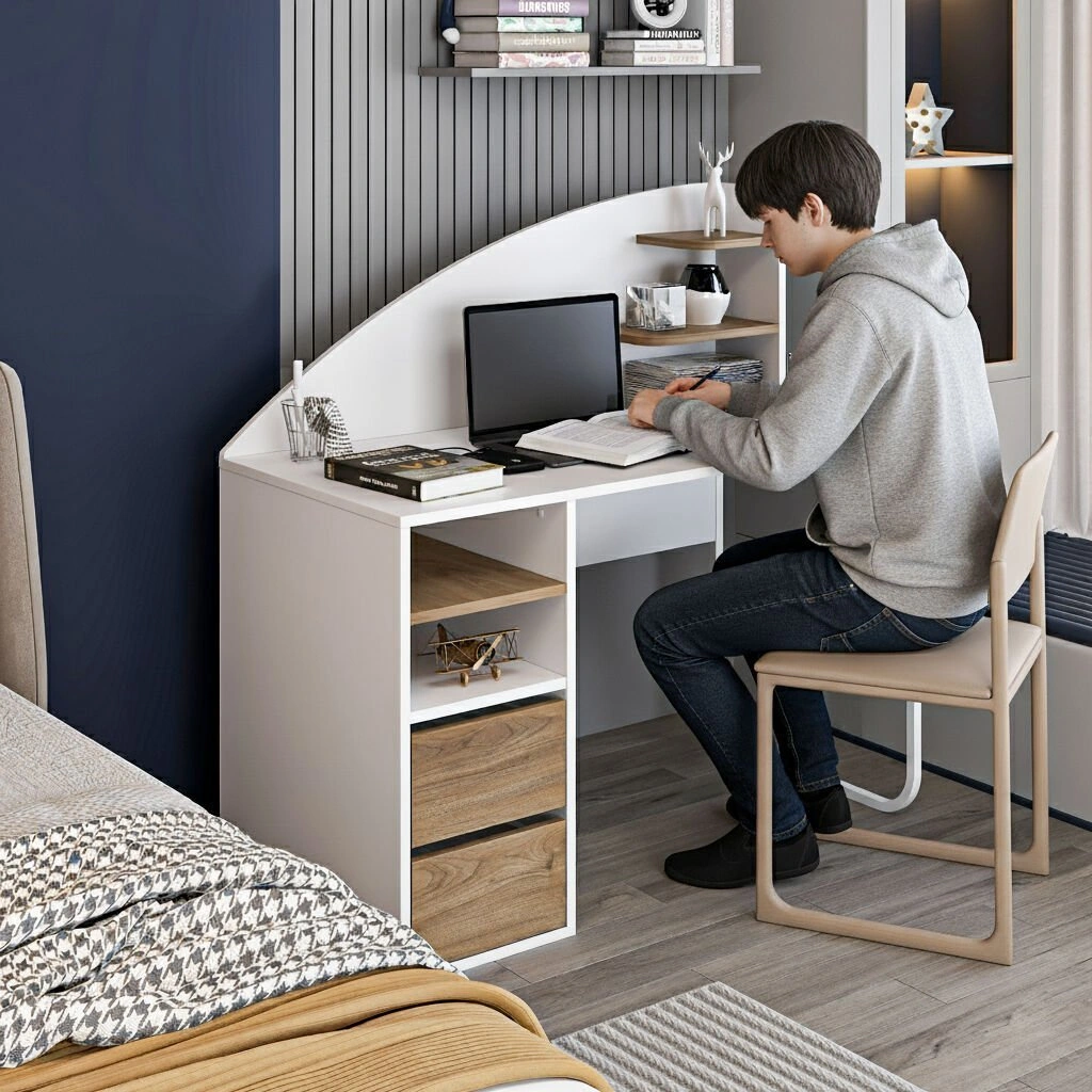 Mirel Çalışma Masası - Beyaz/rahle Çok Renkli