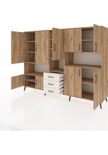 Hyperion Dolap 13 Raflı 3 Çekmeceli 9 Kapaklı 220x44x163 Çam-çam/ Çam-çam/aytaşı