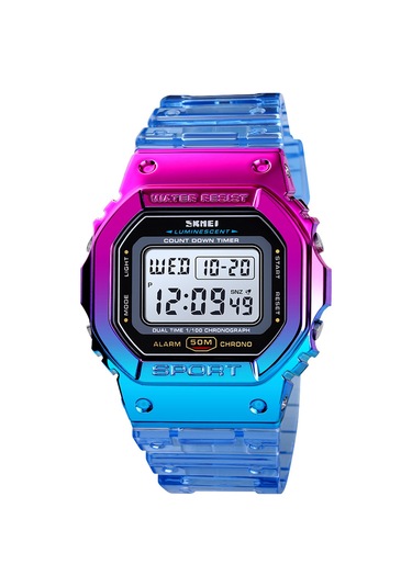 Skmeı Kadın Dijital Spor Saati Kontrast Renkli İki Zaman Modu Tarih Hafta Alarm Saati Arka Işık 5atm Su Geçirmez Kadın Moda Saatleri Günlük Hayat, Öğrenciler, Gençler İçin Bileklik Hediyeleri Çok Renkli