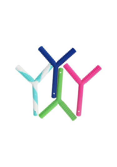 Mor Çocuklar Çiğneme Tüpü Y-şekil Çiğneme Diş Kaşıyıcı Bebek Oral Motor Çiğneme Araçları Tuxtured Auti Mor