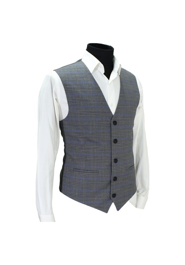 Mentor Regalo Erkek Yelek V Yaka Gri Ekose 50637