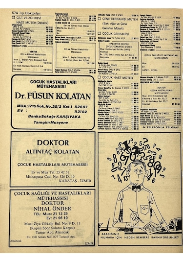 İzmir 1982-1983 Meslek Reklam İlanı Efemera S573