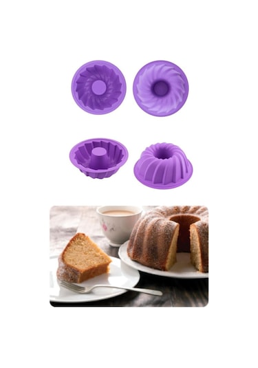 Silicolife 2 Li Silikon Kek Kalıbı Seti, Baton Kek Kalıbı Ve Burgu Kek Kalıbı Seti Yerli Üretim Lila Lila