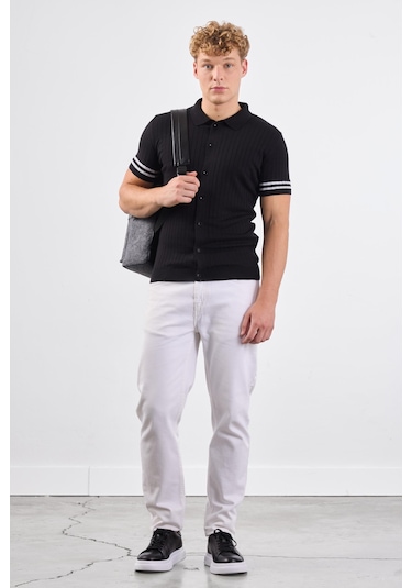 Dufy Fitilli Polo Triko Tshirt SIYAH