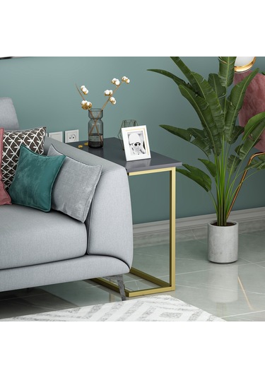 Narin Yan Sehpa, Metal Ayaklı Yan Sehpa, Ev-ofis - Antrasit/gold Antrasit/gold