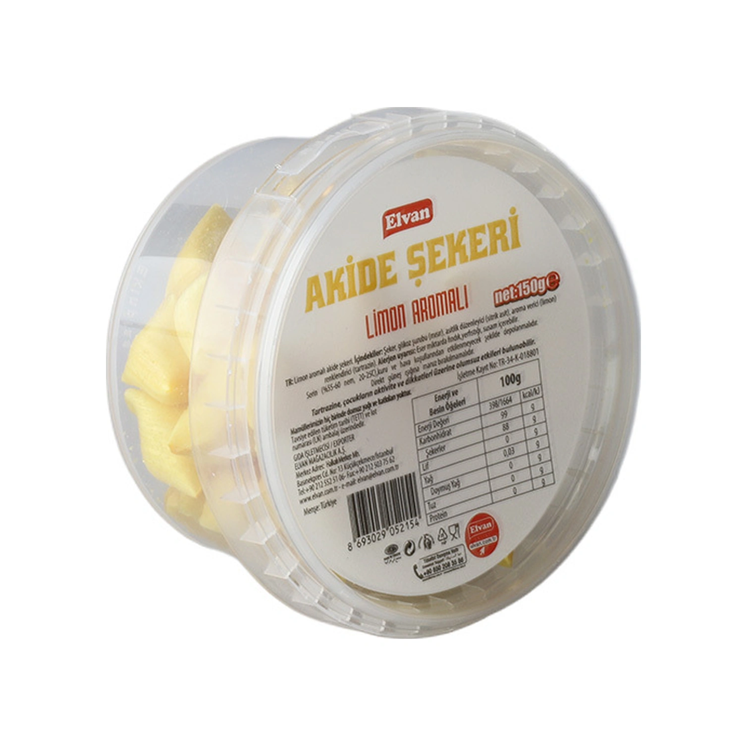 Elvan Limon Aromalı Akide Şekeri 150 Gr. 1 Kutu