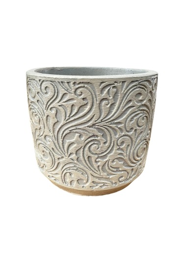 Bitki Tasarımı Ev Dekorasyon Bej Çiçek Desen Beton Saksı Çiçeklik Saksılık