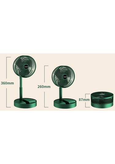 Torima F-06 Taşınabilir Şarjlı Fan 3 Kademeli Vantilatör Klima Soğutucu Fan Yeşil