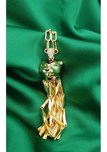 Jaguar Model Altın Tasarım Panter 1. Sınıf Şık Tasarım Çelik Kolye