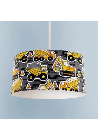 Mekta Home Bebek Ve Çocuk Odası İş Makine Desenli Avize Renkli