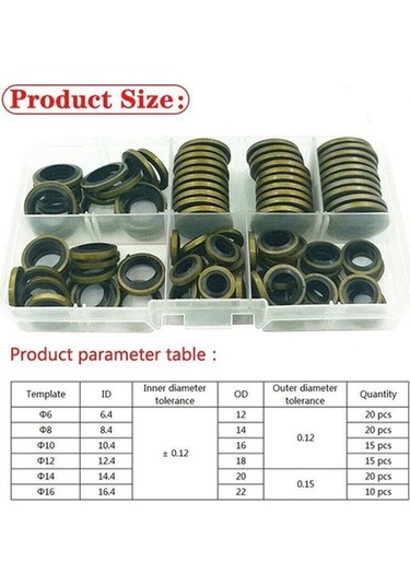 Pazly 100 Adet Gümrüklü Conta Sızdırmazlık Halkaları Seti - Yağ Tahliye Vidası Kombinasyonu - Çeşitli Boyutlar