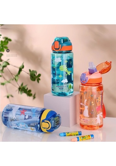 Maoyaya Çocuklar İçin Su Damlatmaz Bardak 600ml Dinozor Su Şişesi