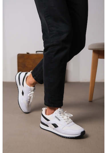 D0061 Günlük Ortopedik Garantili Unisex Sneaker Spor Ayakkabı Beyaz-siyah