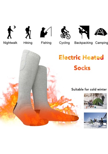 Isıtmalı Çoraplar Elektrikli Isıtma Çorapları Pil İle Çalışan Sıcak Çoraplar Şarj Edilebilir Kış Sıcak Çoraplar Gri