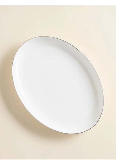 Sl Home "kasakaron" Porselen Servis Tabağı 25,4x18,5 Cm 288372236 Beyaz