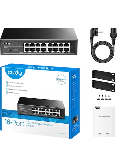 Cudy FS1016 16 Port 10/100 Mbps Metal Rackmount Masaüstü Switch