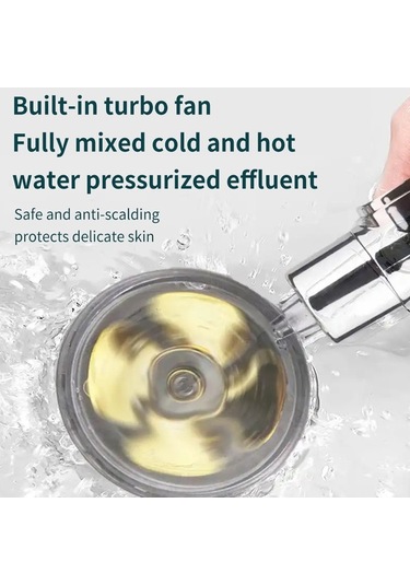 Primepickings Ddxmywzs-blue Turbo Fan Tahrikli Jet Duş Pervanesi Duş Başlığı Yağış Yüksek Basınçlı Fanlı 2 Katlı Gri