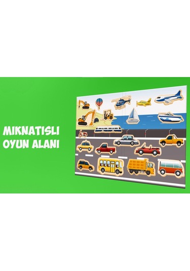 Calimera Toys Ahşap Mıknatıslı Seyahat Kitabı Araçlar Taşıtlar Oyunu