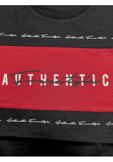 Dobakids Authentic Baskılı Erkek Çocuk T-Shirt 4-14 Yaş Siyah