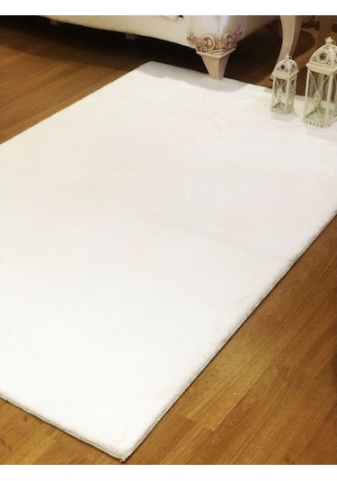 Kaymaz Taban Pofuduk Post Peluş Halı Beyaz-Antrasit-Vizon