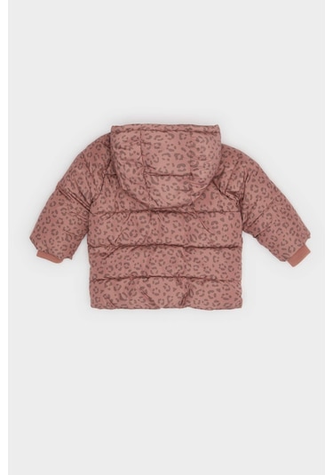 Defacto Kız Bebek Rüzgar Geçirmez Su İtici Kapüşonlu Desenli Fermuarlı Şişme Mont E7960a525aupn429 Pembe