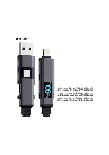 Honeybeeshop 2 Adet 100 Cm 100w Usb A Type C Lightning 4ü 1 Arada Hızlı Şarj Kablosu İphone Uyumlu Samsung Xiaomi İçin