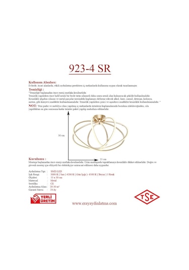 Eray Aydınlatma 923-4 4'Lü Led Sarı Avize