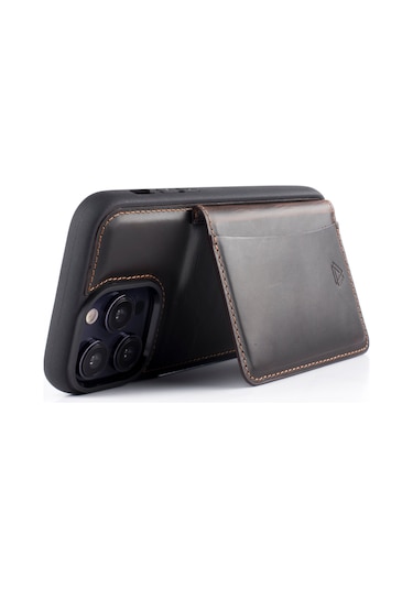 Back Wallet Apple Uyumlu iPhone 14 Kahverengi Koyu