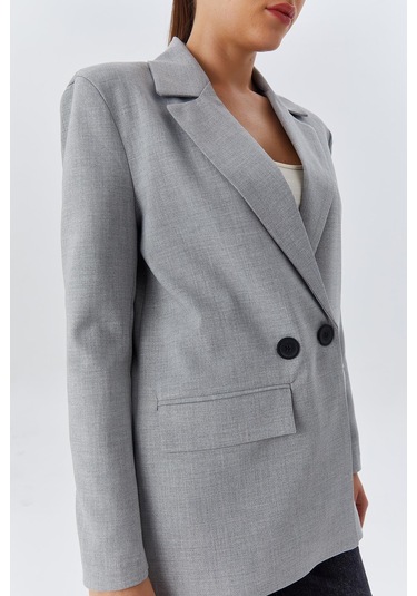 4516 Kadın Bezayağı Blazer Ceket Gri Gri