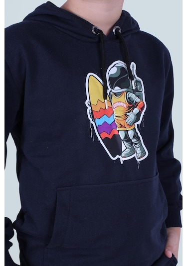 Fyk Kids Kapüşonlu Kanguru Cepli Erkek Çocuk Eşofman Takımı Lacivert