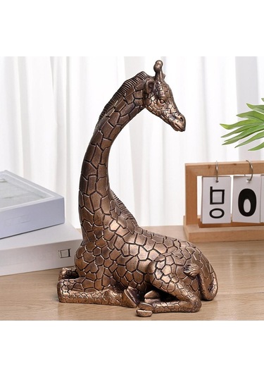 Homyl Reçine Heykelcik Tahsil Dekorasyon Zürafa Heykeli Dolap 22cmx32cm